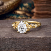 Vintage Minimalist 4-Prong Pear-Cut Lab Diamond Engagement Ring